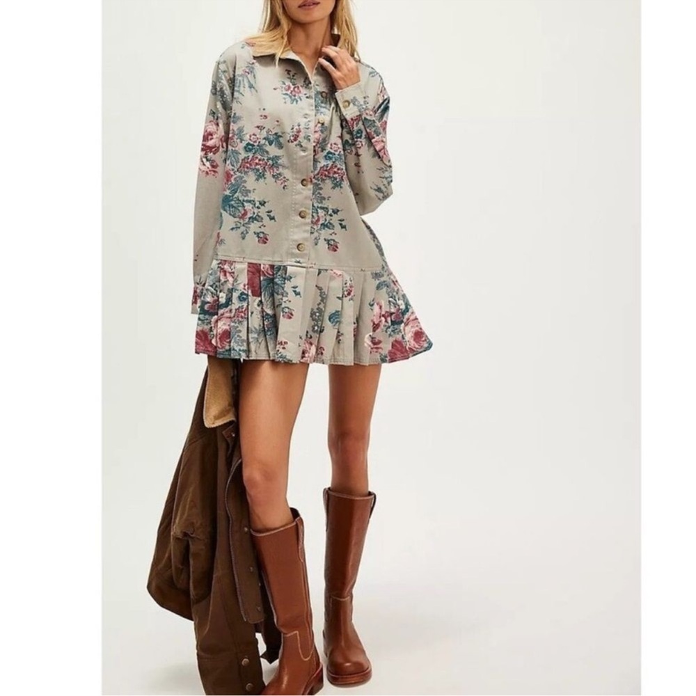 Free People Floral Mini Dress NWOT - Picture 2 of 10